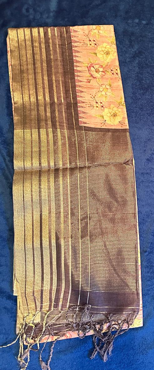 Chappa Silk - Light Pink with Maroon Pink