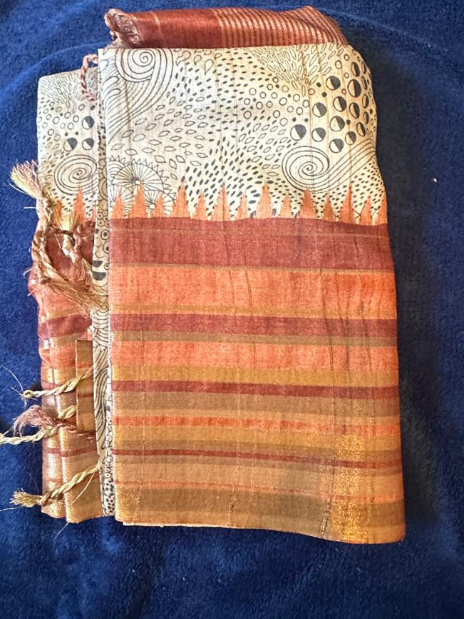 Chappa Silk - White with Orange