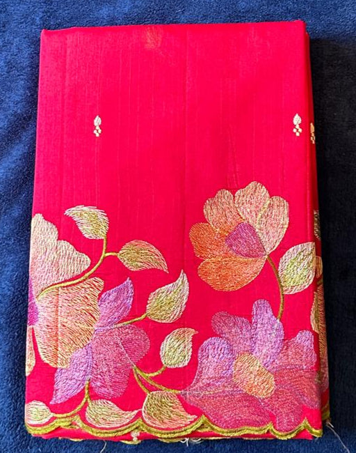 Crush Embroidery Sarees - Red