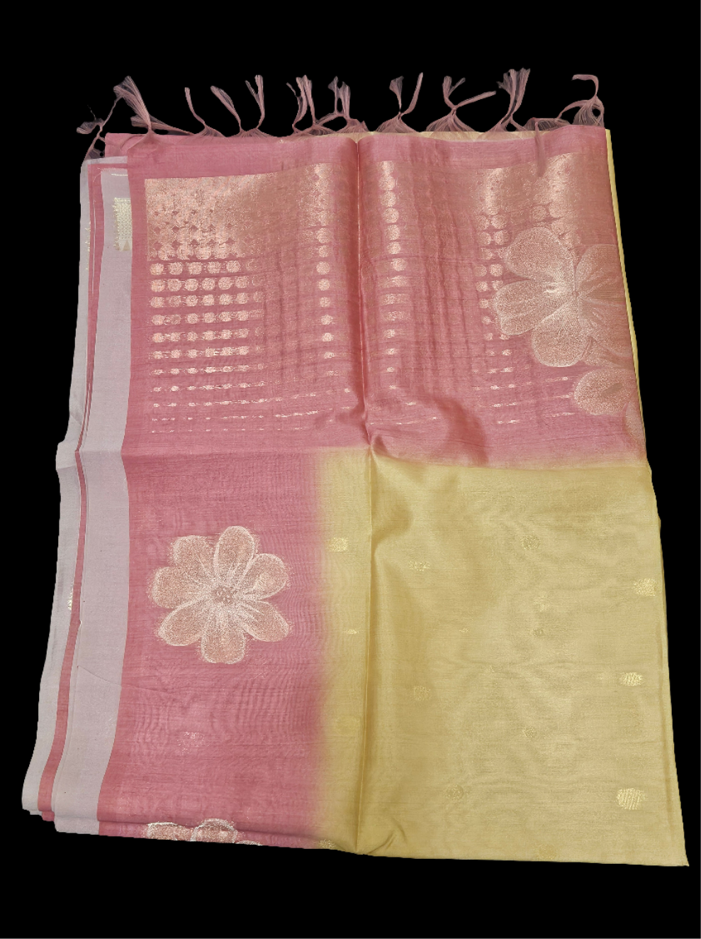 Semi Jute - Lemon Yellow with Pink