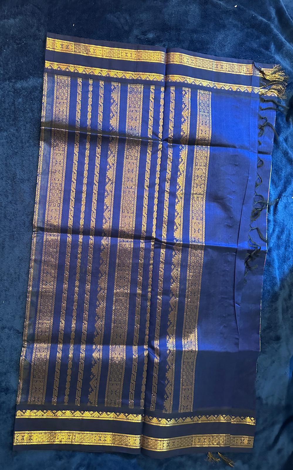 Silk Cotton Kalamkari - Light Green withDark Blue