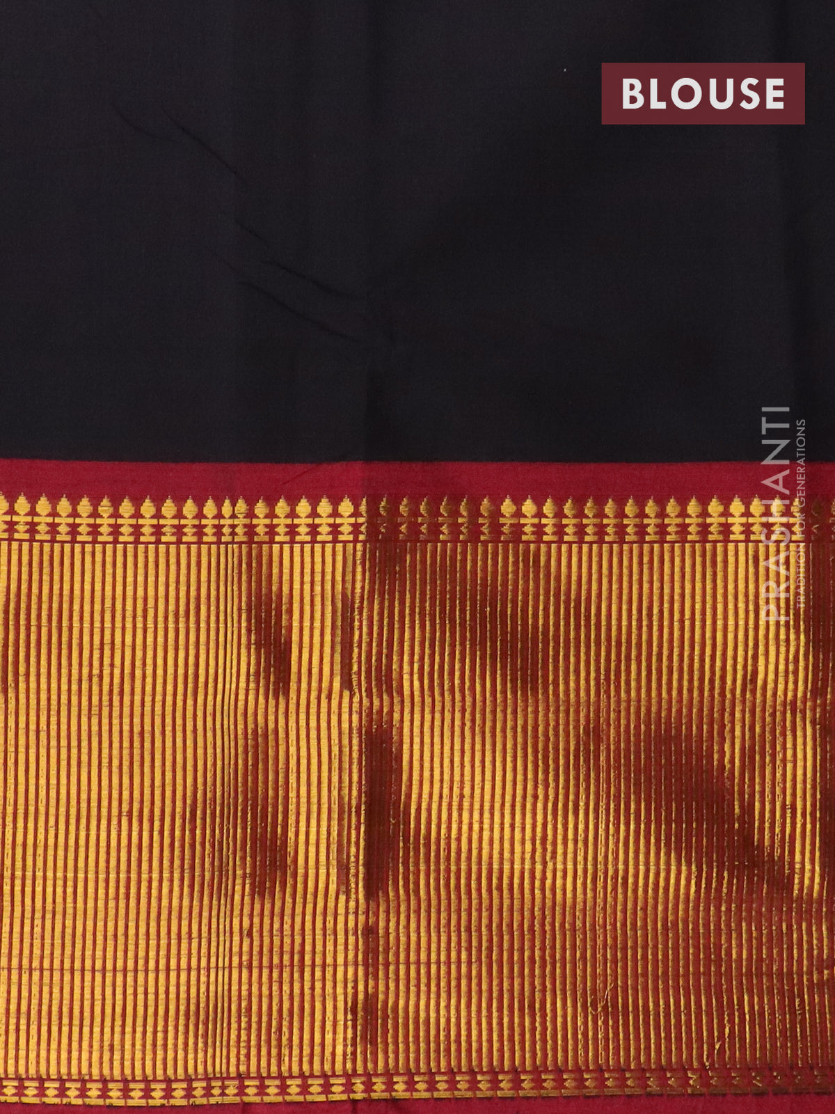 Narayanpet cotton saree black and maroon with plain body and long zari woven border