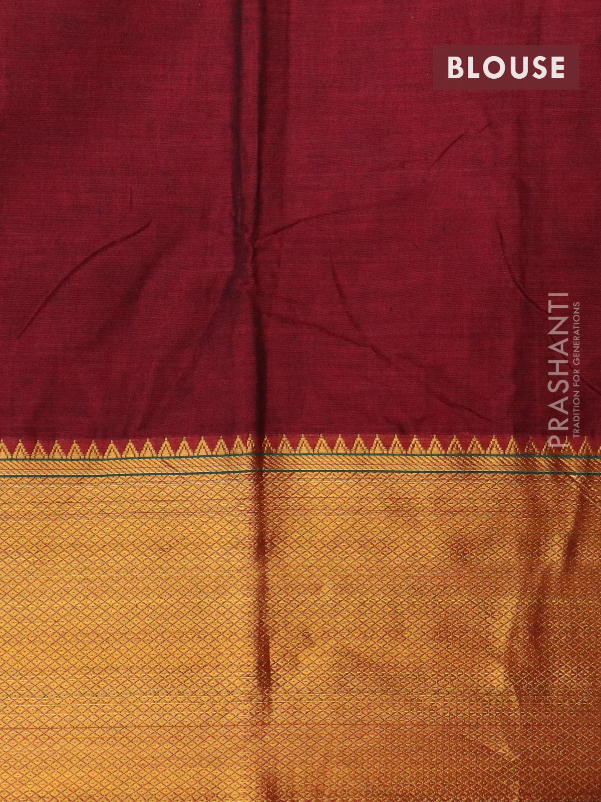 Narayanpet cotton saree maroon and green with plain body and long zari woven border