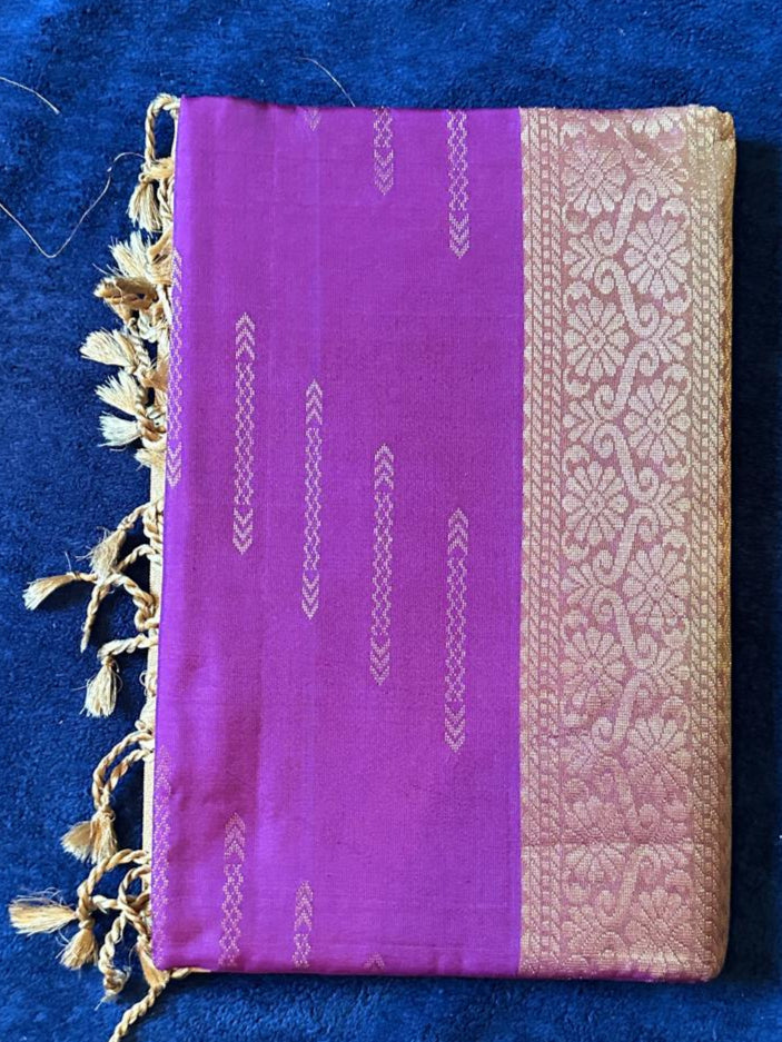 Pure Mix Budget Kanchipuram Silk Sarees - Purple withGold