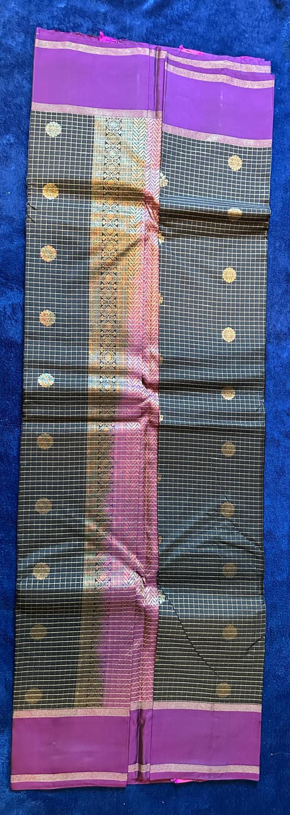 Pure Mix Budget Kanchipuram Silk Sarees - Black Kattam with Purple