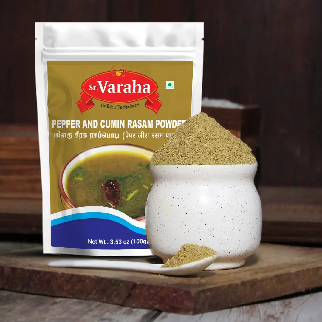 SriVarahaFoods Pepper Cumin Rasam Powder Podi Milagu Jeera Rasam Podi சீரக ரசம் பொடி
