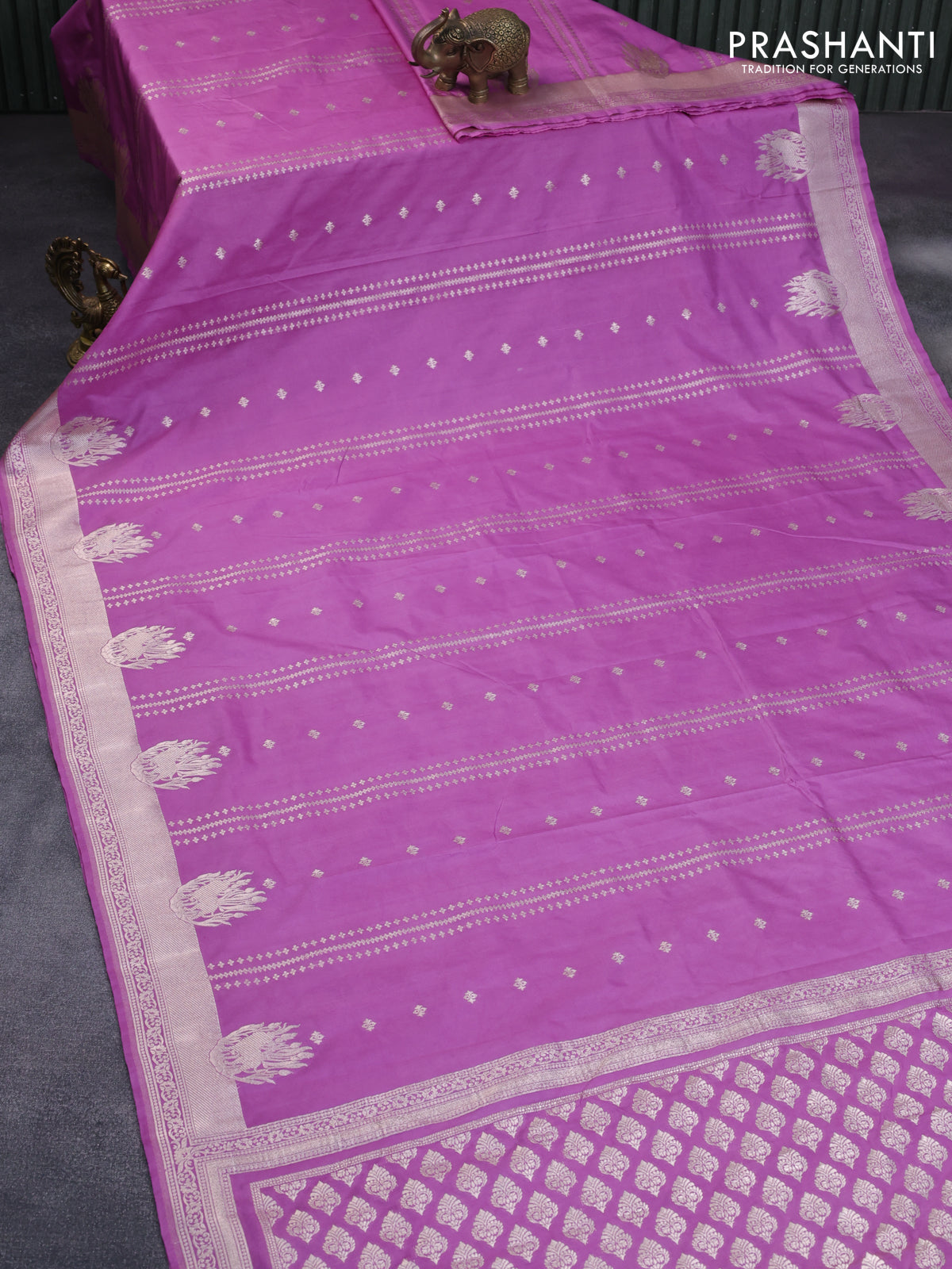 Banarasi semi katan silk saree mild purple shade with allover zari weaves and zari woven border