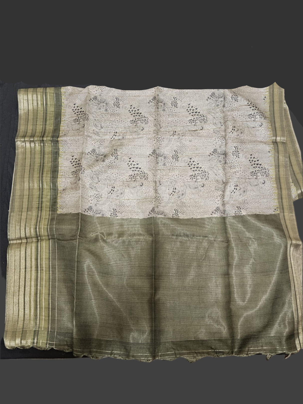 Chappa Silk - Green with Olive Green