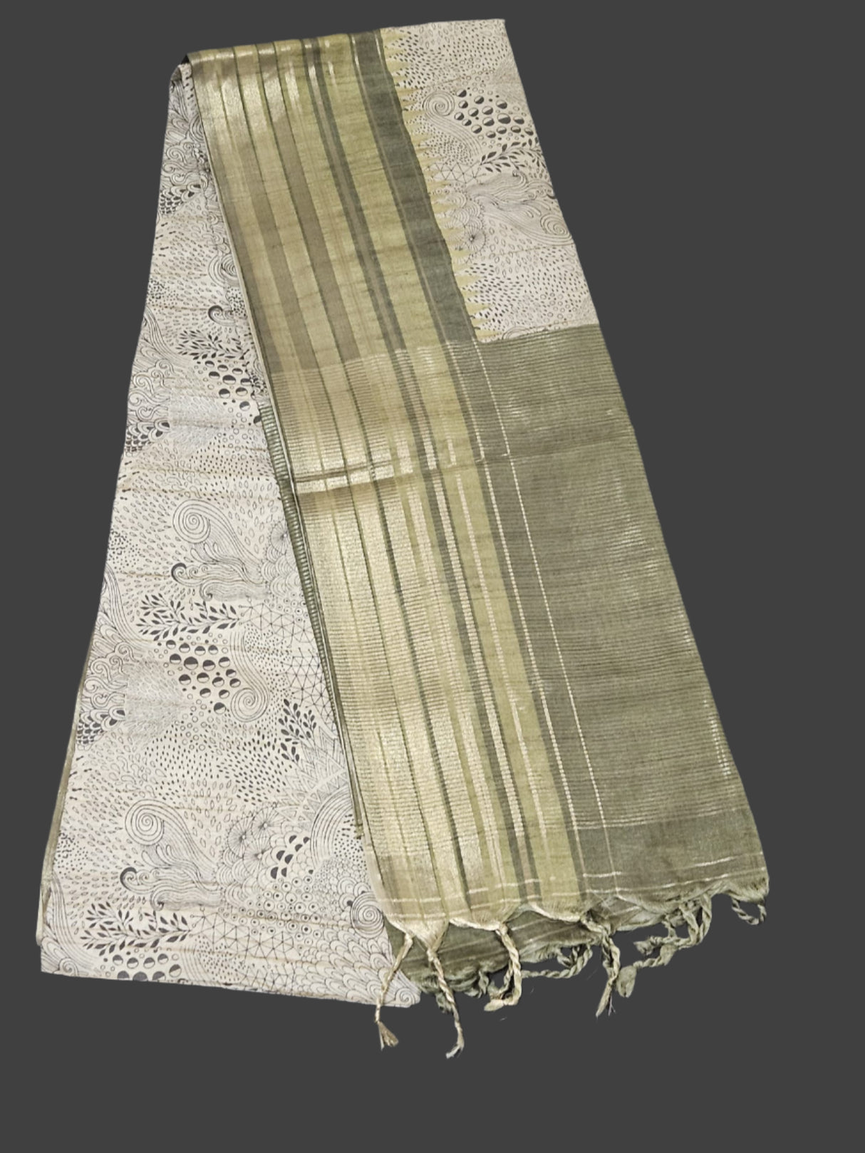Chappa Silk - Green with Olive Green