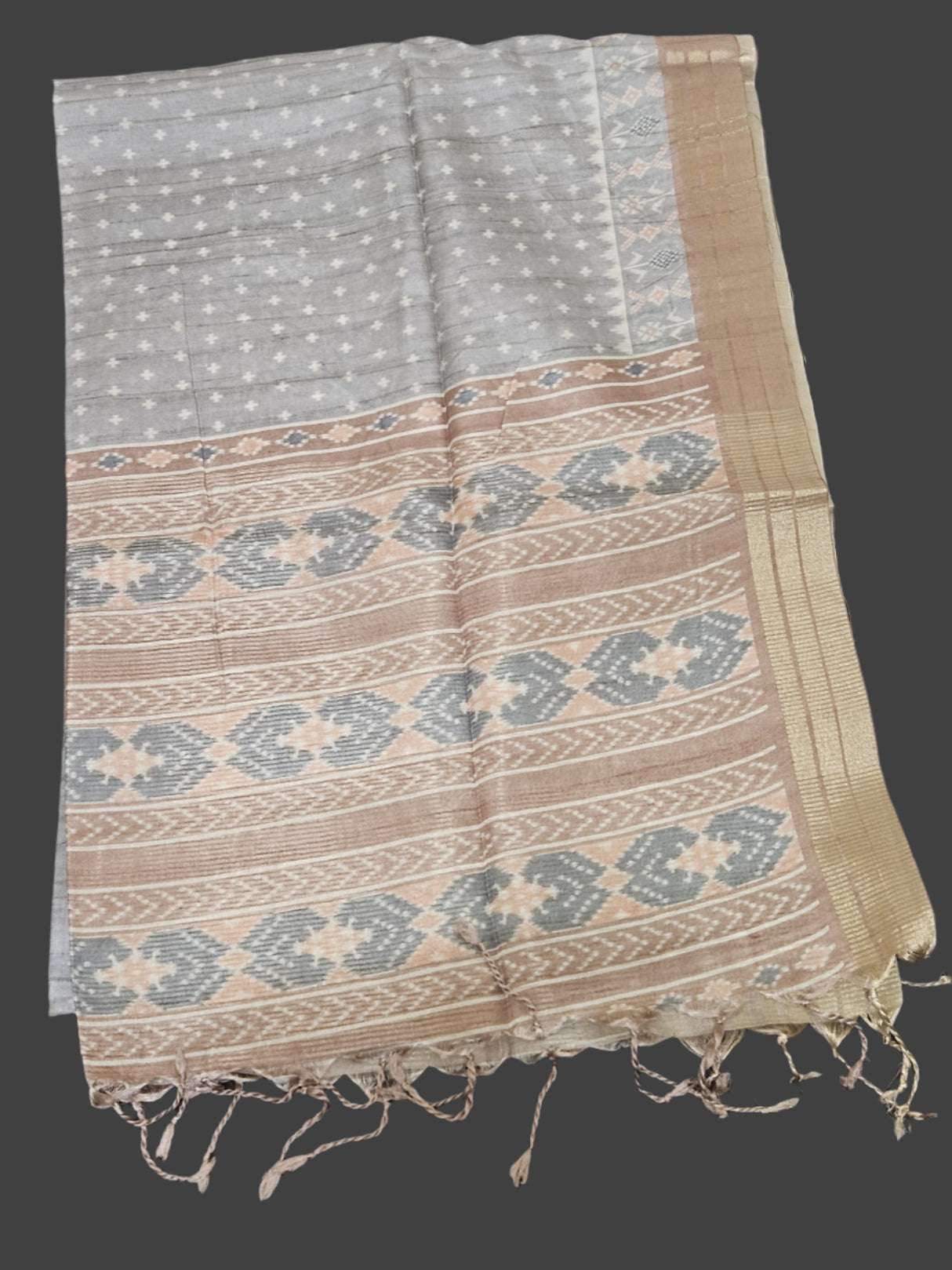 Chappa Silk - Grey with Chocolate Brown