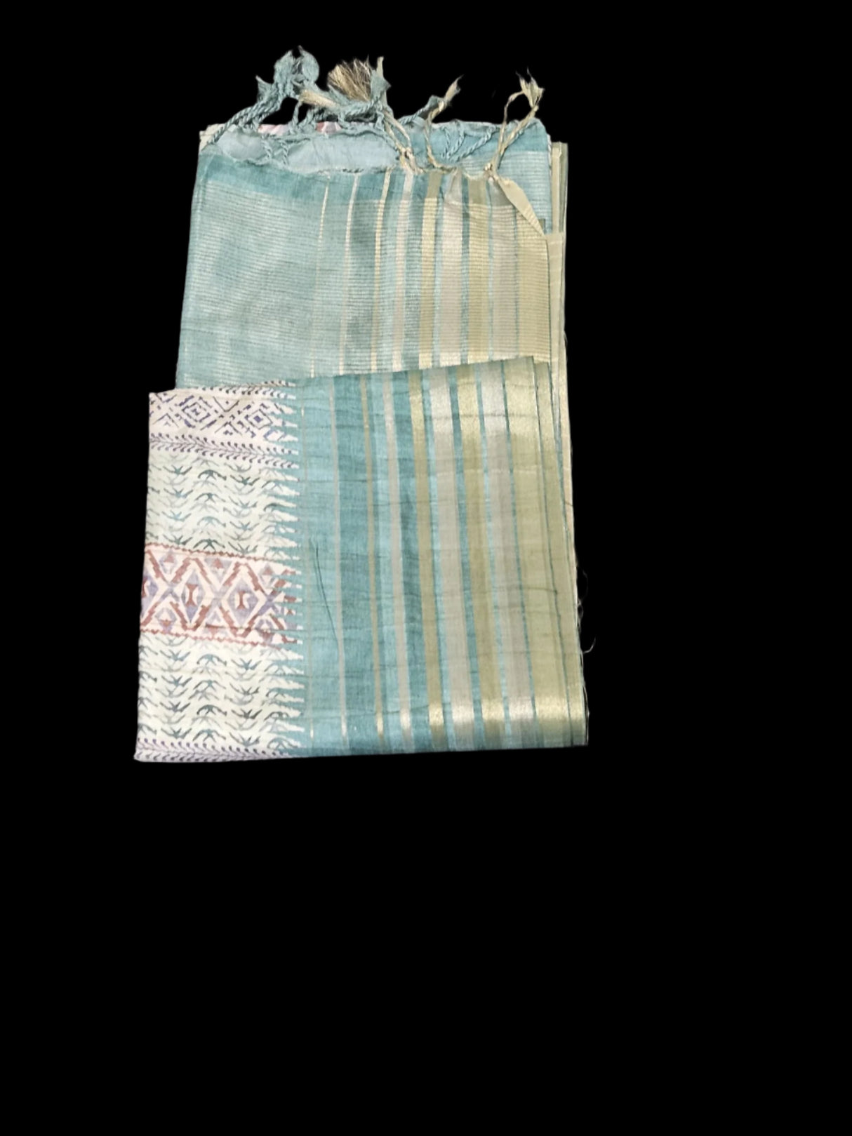 Chappa Silk - Half white Turquois