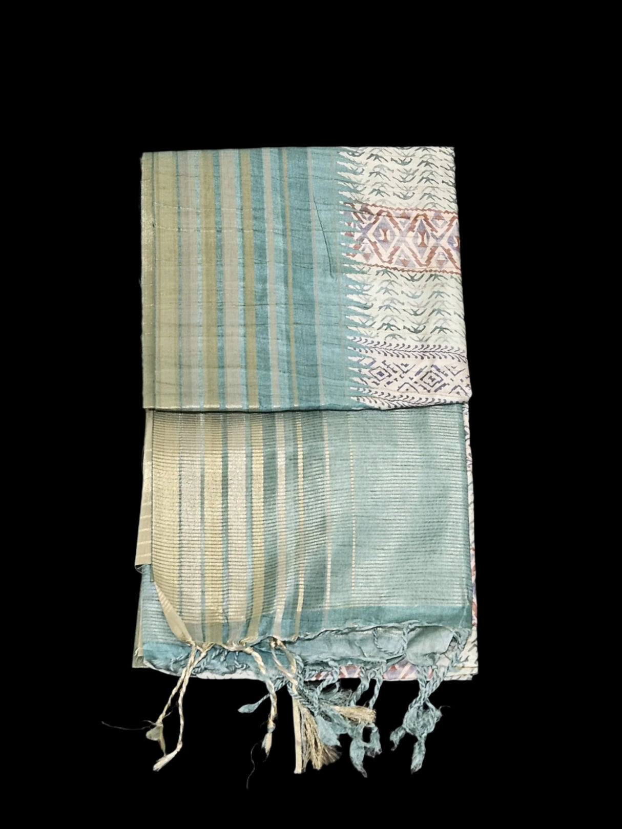 Chappa Silk - Half white Turquois