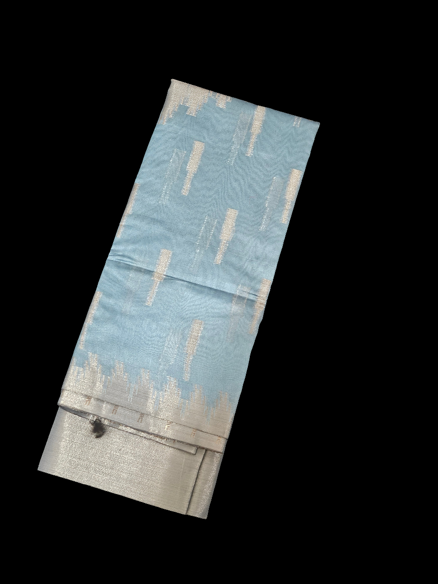 Tussar Matka - Blue with Silver