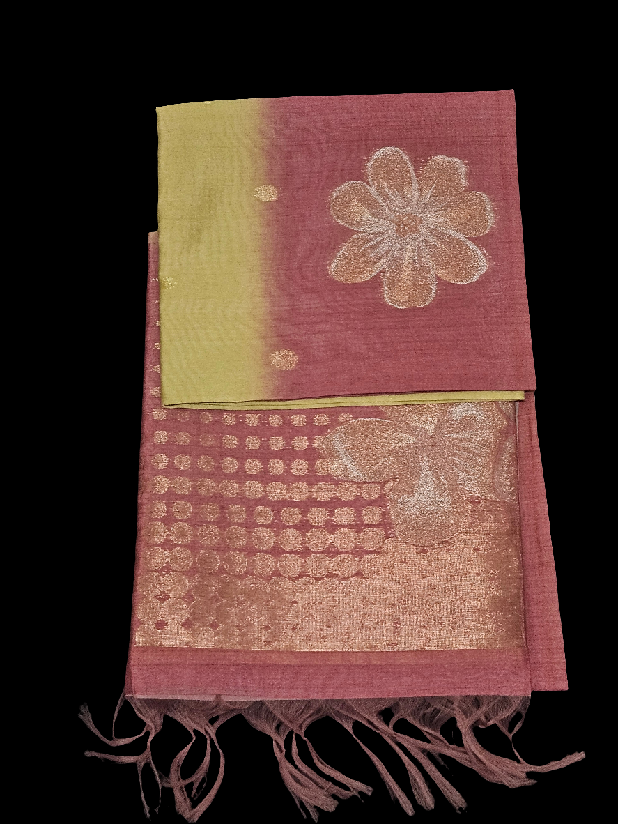 Semi Jute - Lemon Yellow with Pink