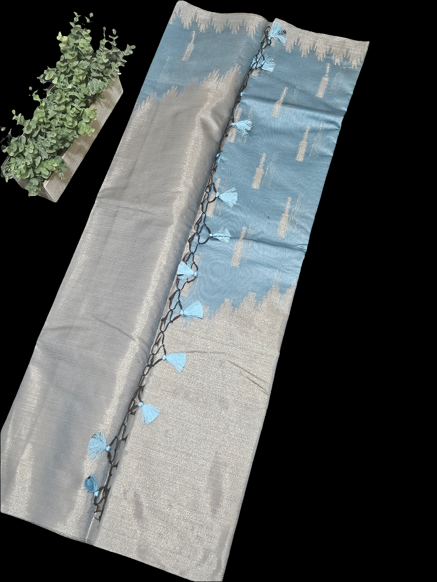 Tussar Matka - Blue with Silver
