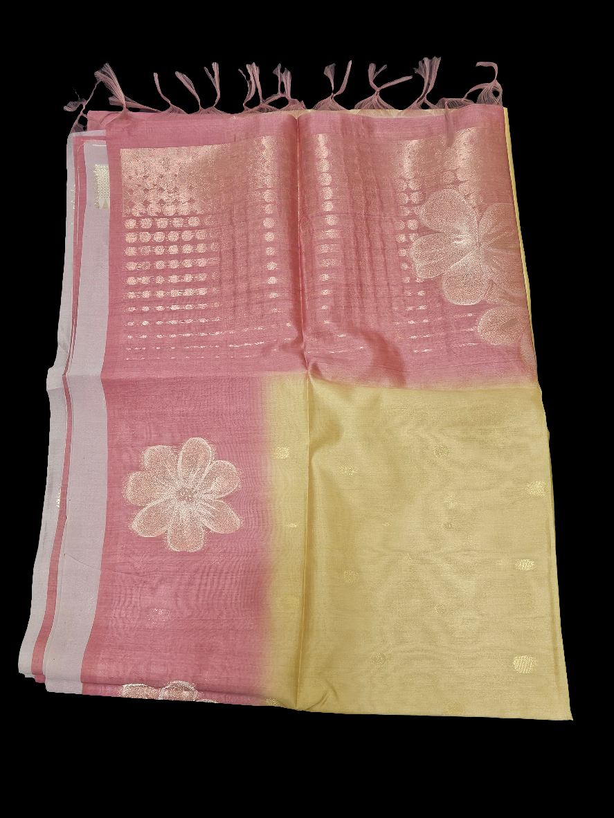 Semi Jute - Lemon Yellow with Pink