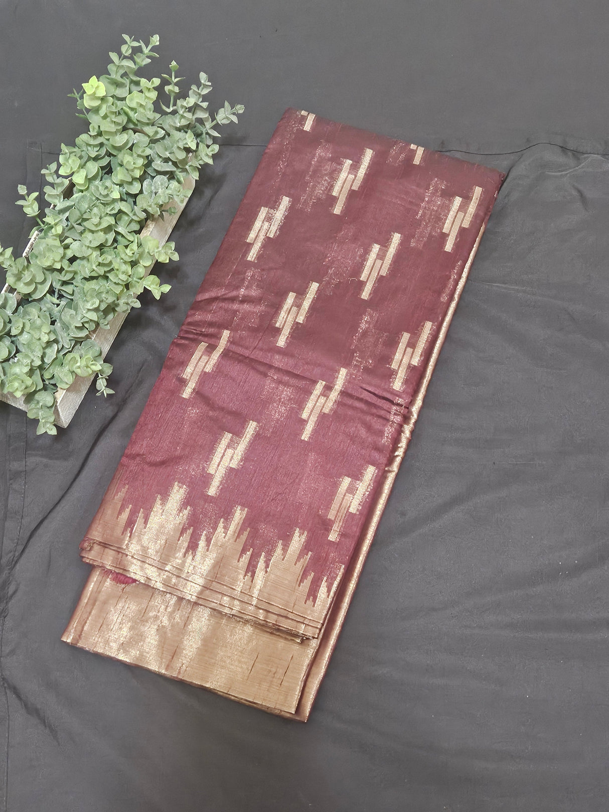 Tussar Matka - Wine Red and Bronze