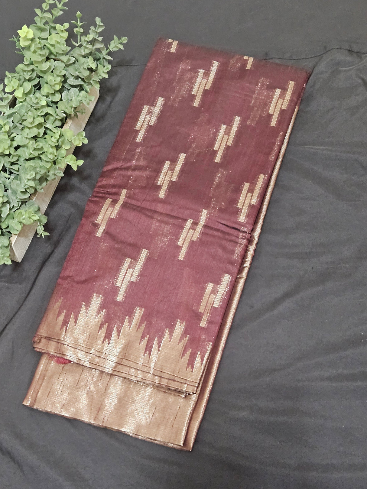 Tussar Matka - Wine Red and Bronze
