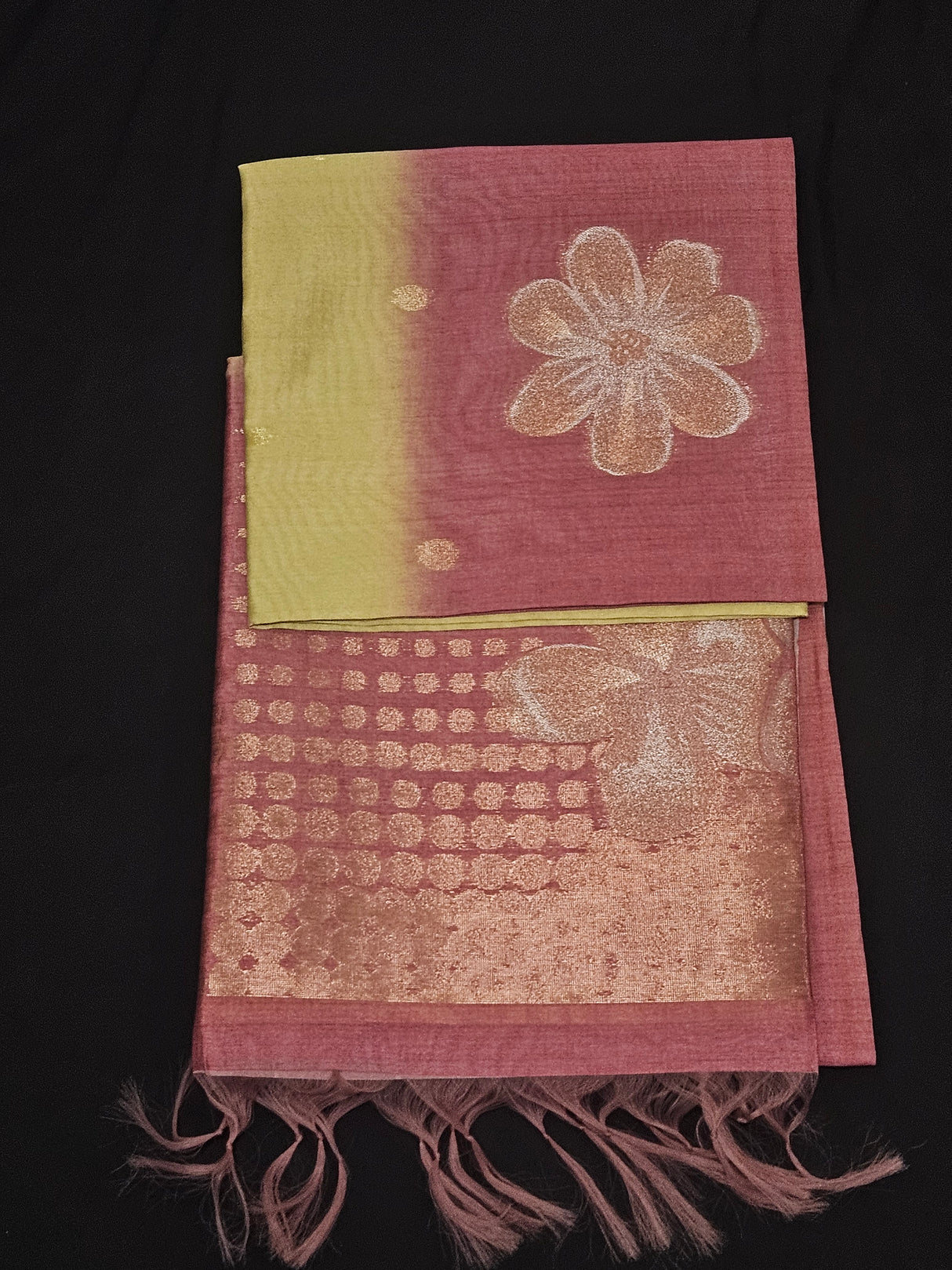 Semi Jute - Lemon Yellow with Pink