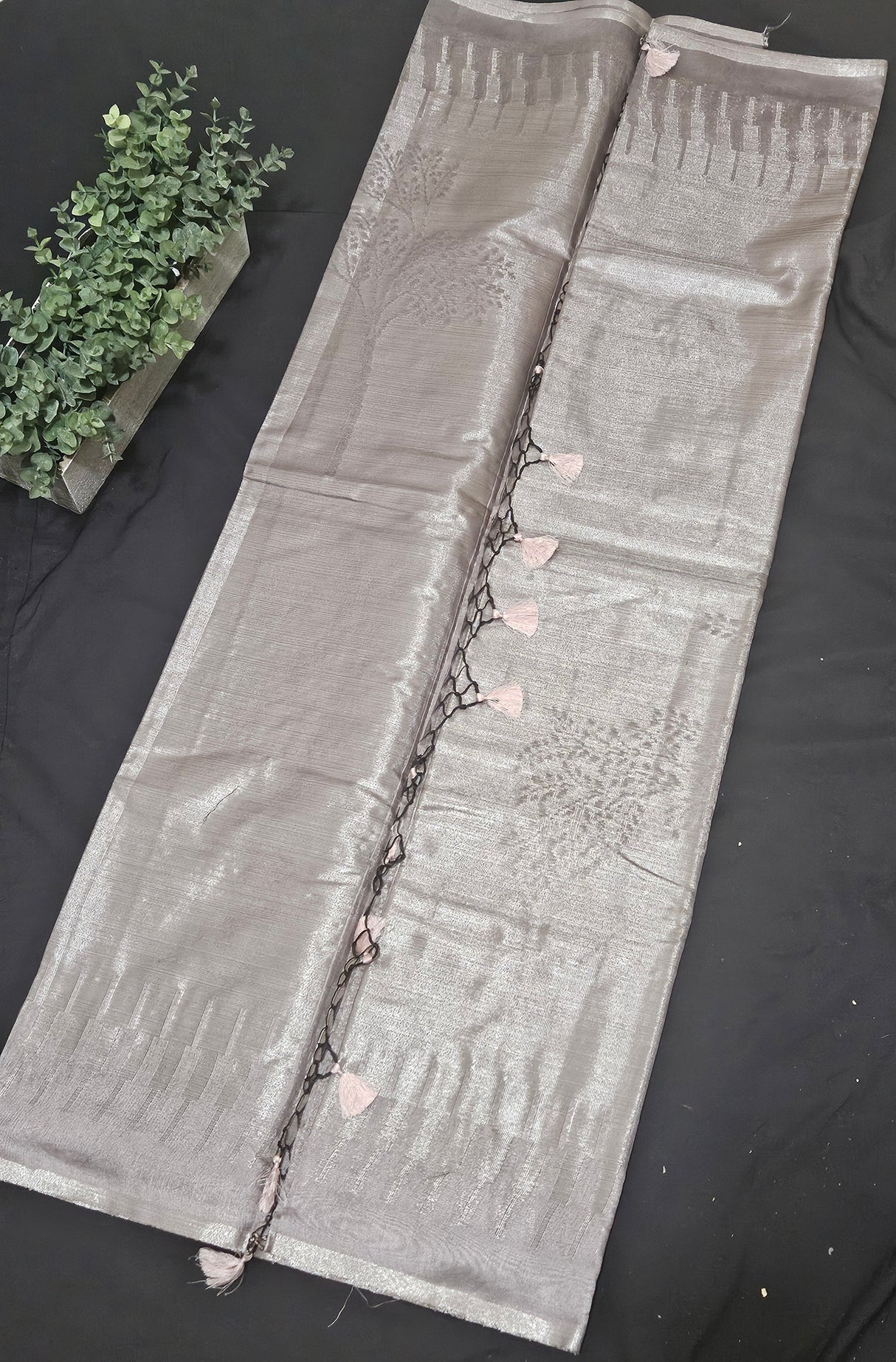 Tussar Matka - Turqois Silver