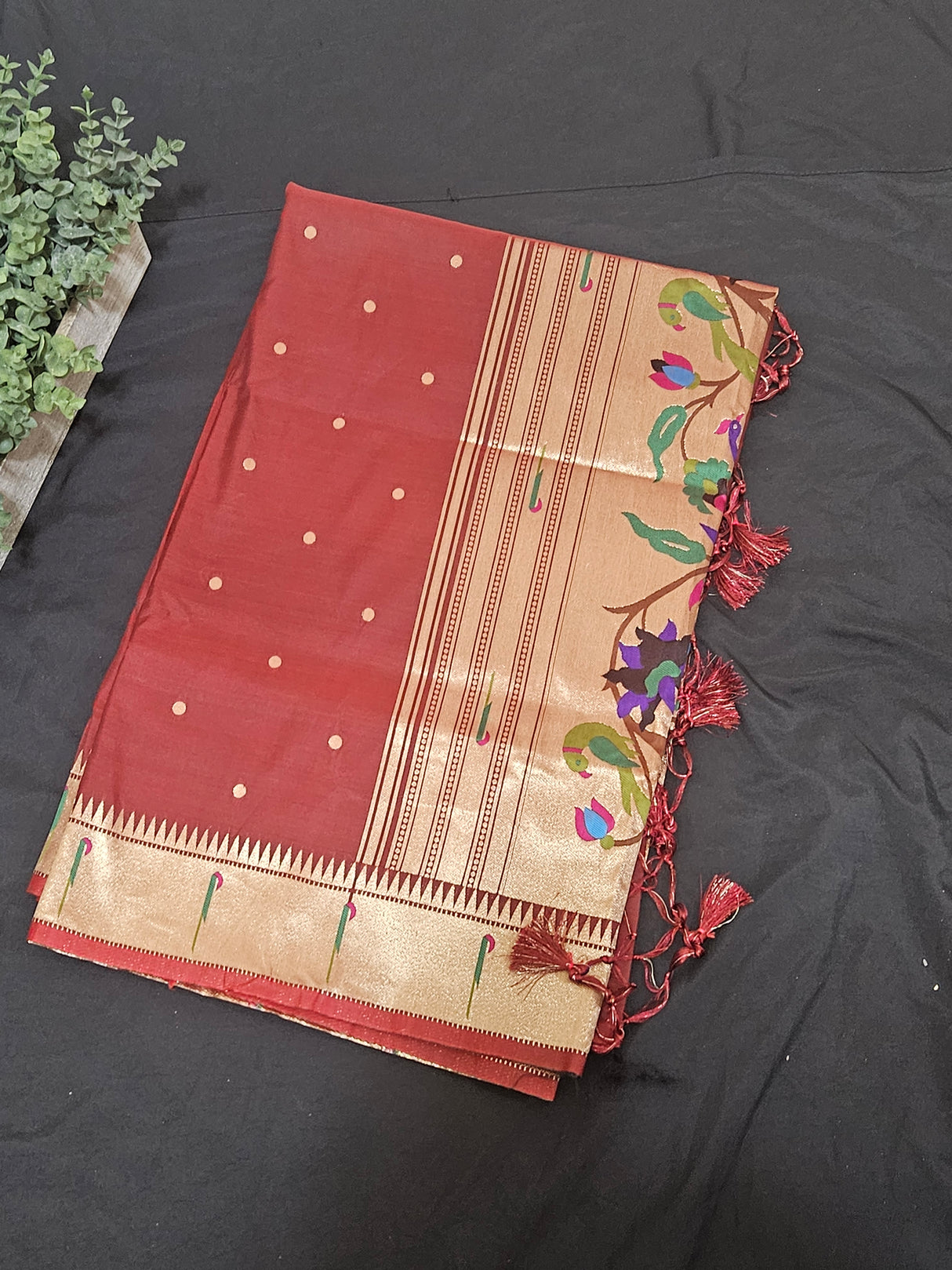 Semi Paithani - Maroon