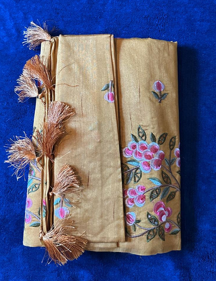 Crush Embroidery Sarees - Gold