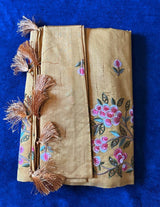 Crush Embroidery Sarees - Gold