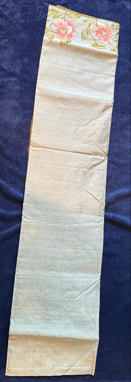 Crush Embroidery Sarees - Sky Blue