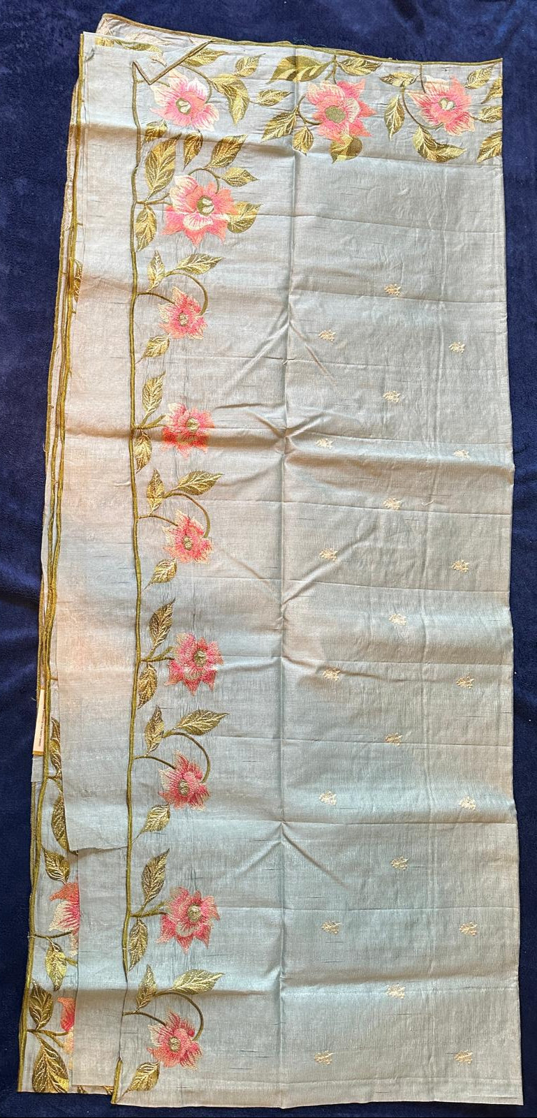 Crush Embroidery Sarees - Sky Blue