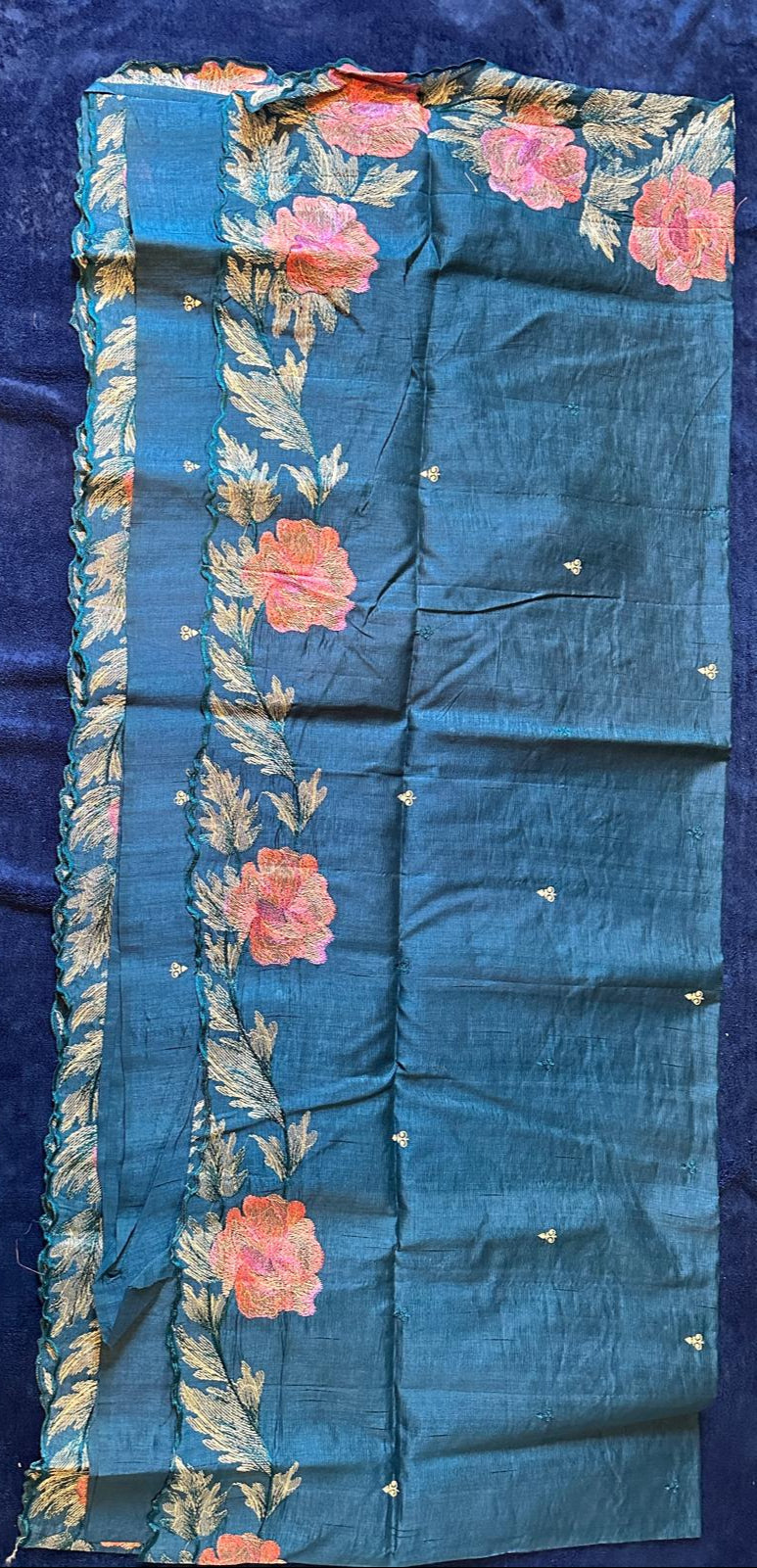 Crush Embroidery Sarees - Blue