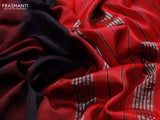 Mangalgiri silk cotton saree black maroon and red with plain body and silver zari woven border