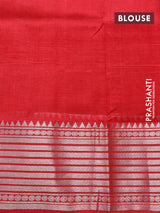 Mangalgiri silk cotton saree black maroon and red with plain body and silver zari woven border