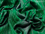 Mangalgiri silk cotton saree green with allover silver zari weaves and long silver zari woven border