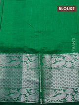 Mangalgiri silk cotton saree green with allover silver zari weaves and long silver zari woven border