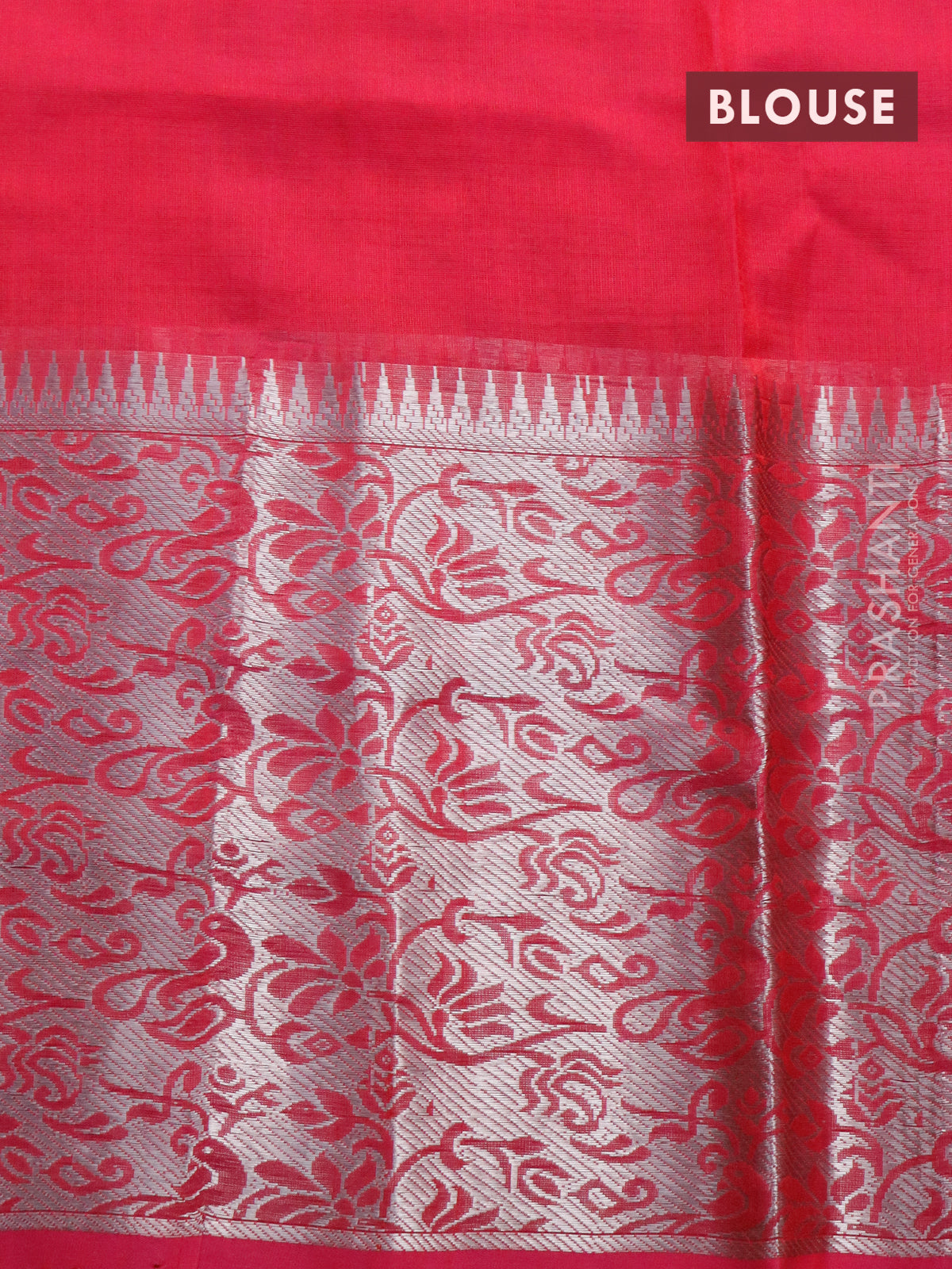 Mangalgiri silk cotton saree pink with allover silver zari checks & buttas and silver zari woven border