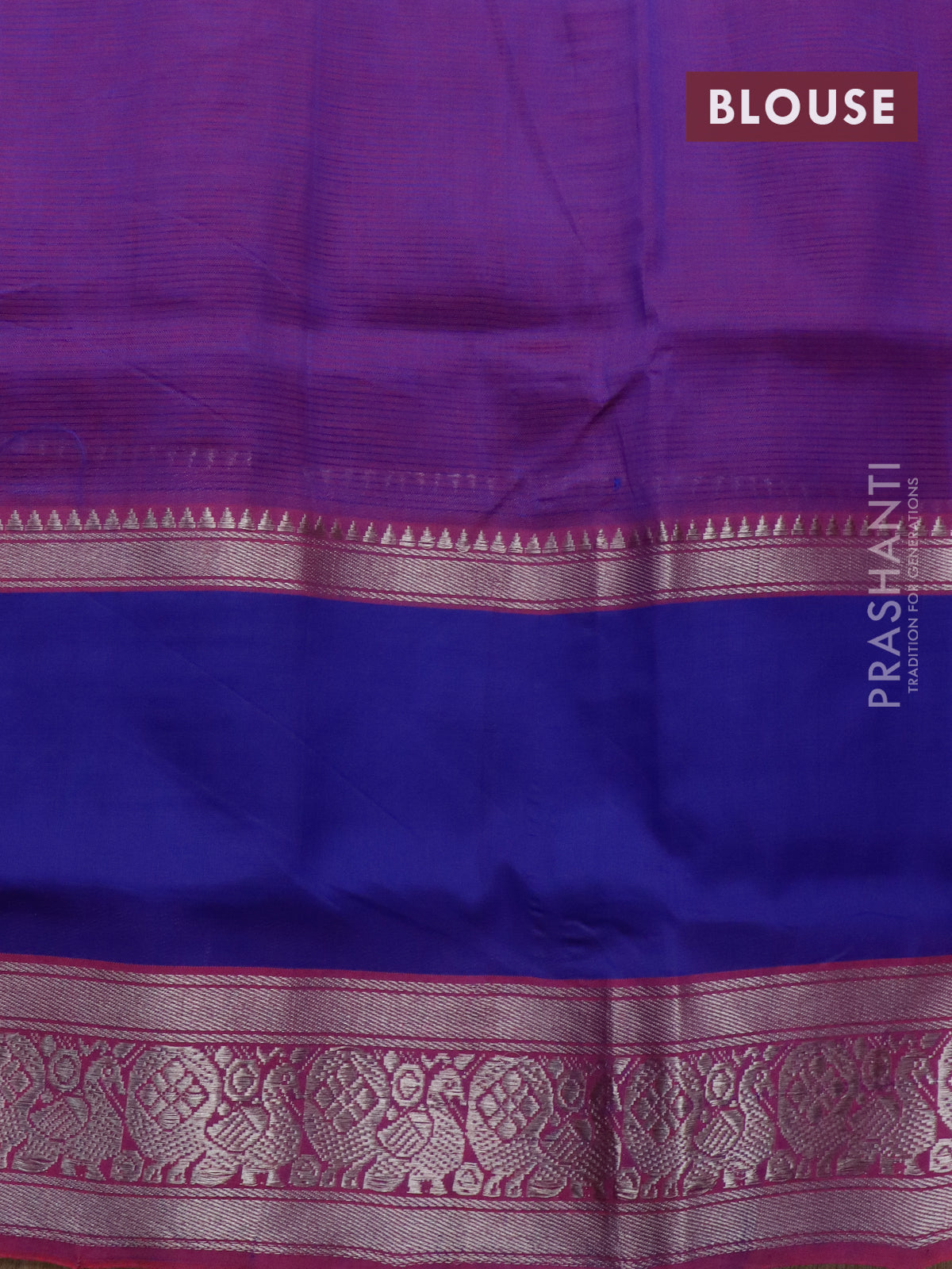 Mangalgiri silk cotton saree dark pink and dual shade of blue with plain body and long rettapet silver zari woven border