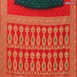 Bandhani saree green and red with allover bandhani prints and banarasi style border