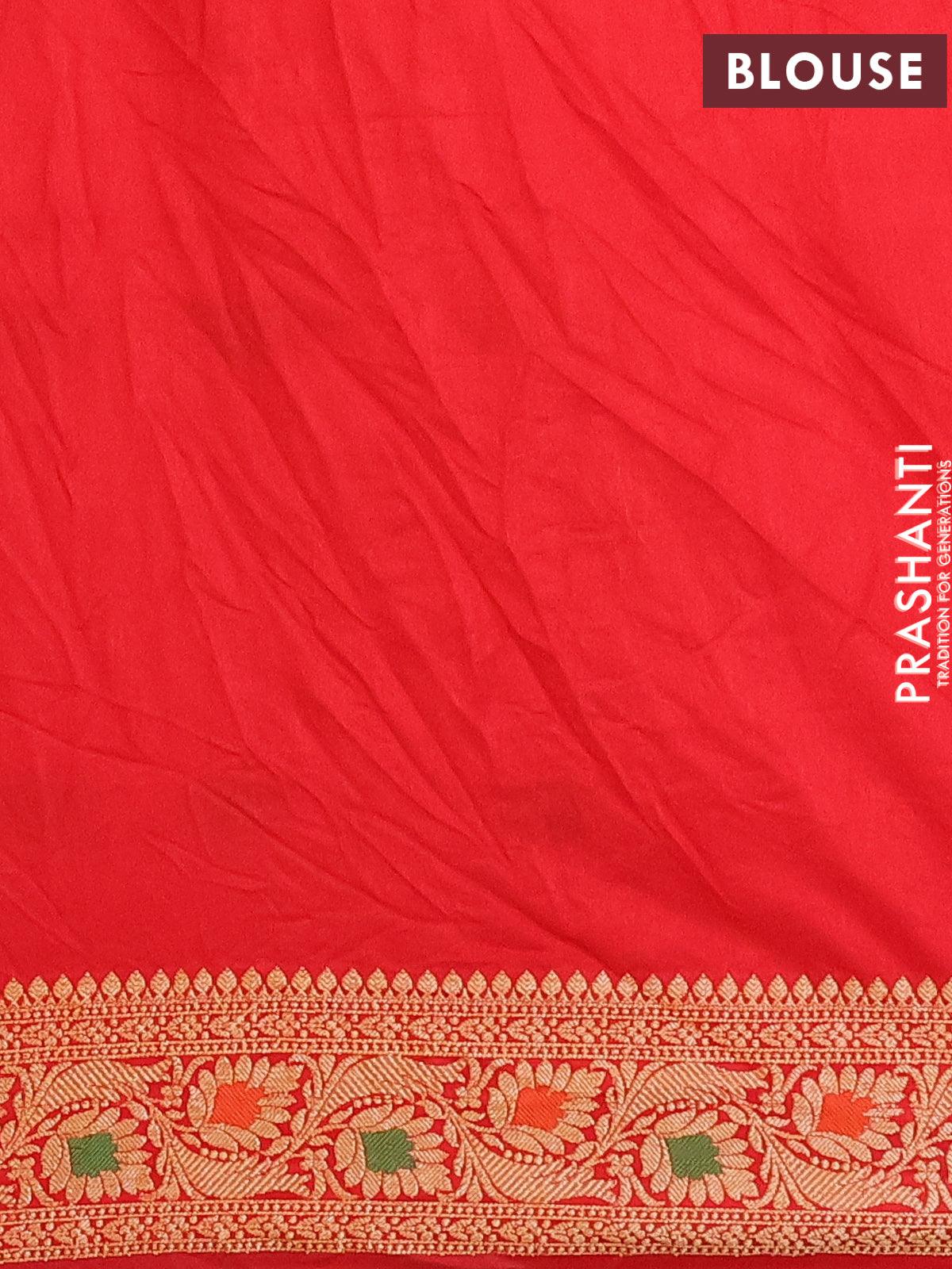 Bandhani saree green and red with allover bandhani prints and banarasi style border