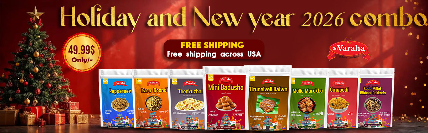 SriVaraha Tirunelveli Halwa Badusha Omapodi Karaboondhi Pepper sev South Indian Snacks
