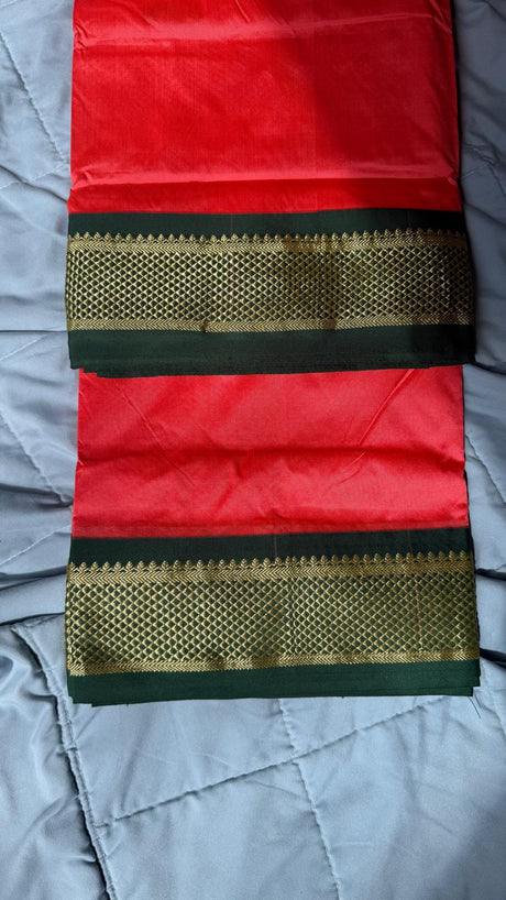 Prashanti Sarees - Salaam Silk 10 Yards - Honey Suckle with Green Border