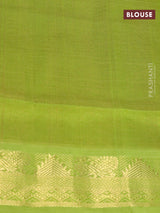 Silk cotton saree kumkum red and light green with allover vairaosi pattern and zari woven border