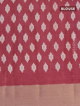 Semi tussar saree maroon with allover geometric prints and zari woven border