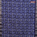 Semi tussar saree blue with allover prints and zari woven border