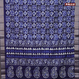 Semi tussar saree blue with allover prints and zari woven border