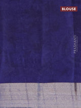 Semi tussar saree blue with allover prints and zari woven border