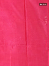 Banana pith saree dark sandal and pink with thread woven buttas and contrast border