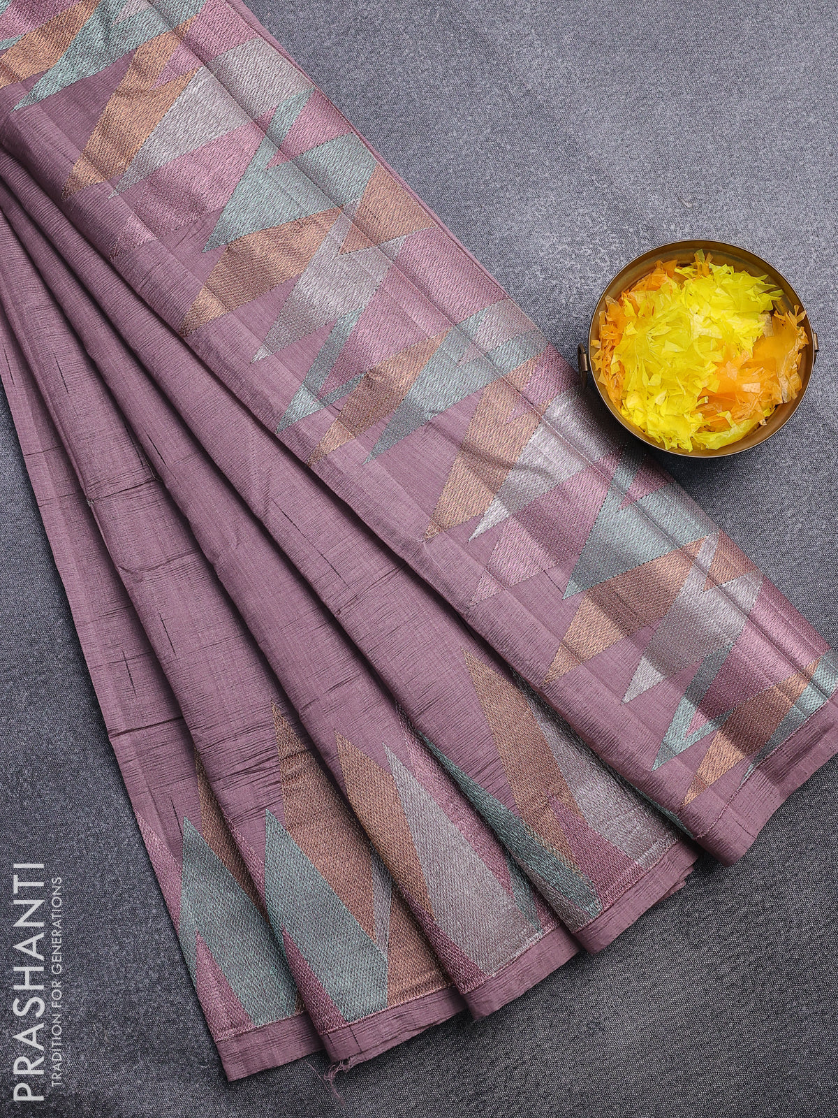 Crush embroidery saree pastel purple with embroidery work buttas and temple design embroidery work border