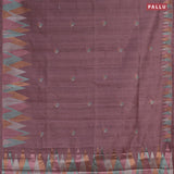 Crush embroidery saree pastel purple with embroidery work buttas and temple design embroidery work border