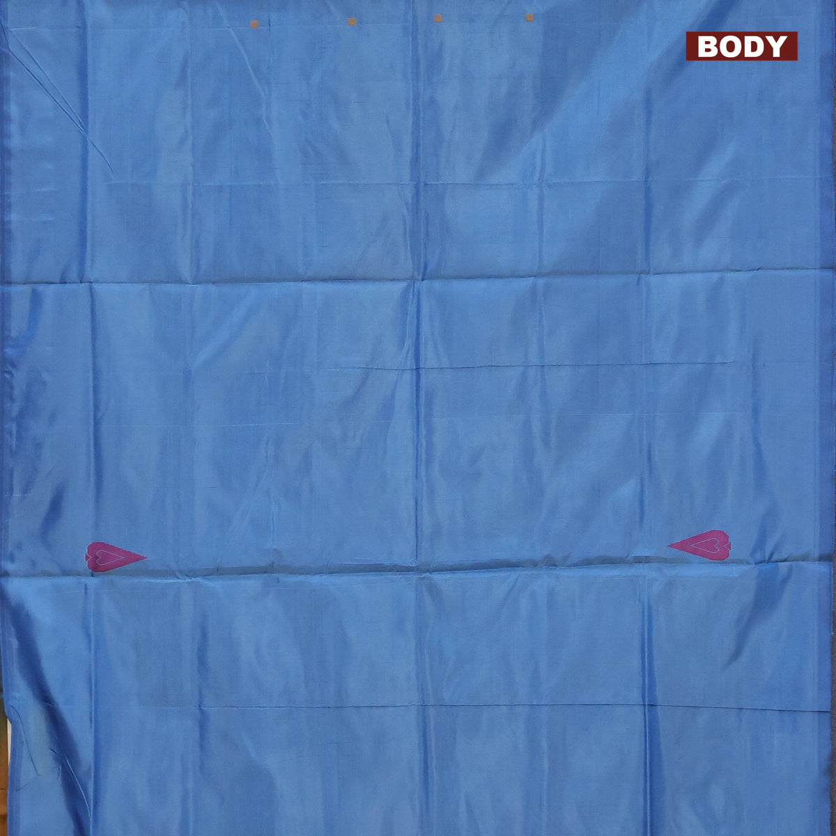 Banana pith saree blue and dark mustard with thread woven buttas in borderless style