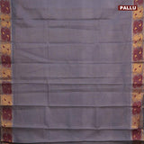 Sungudi cotton saree grey and pink with allover zari checked pattern and thread & zari woven border with separate blouse